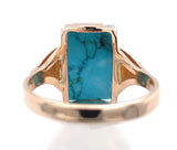 14k Yellow Gold 5.51 Carat Sleeping Beauty Genuine Natural Turquoise Ring #J7491