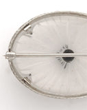 14k White Gold Genuine Natural Rock Crystal Quartz and Diamond Pin (#J7255)