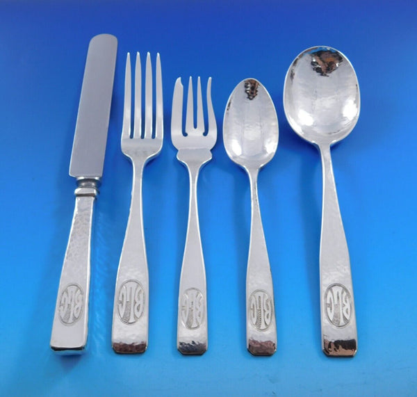 Elizabeth Tudor Hammered by Schofield Sterling Silver Flatware Set 40 pieces