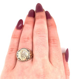 Fancy 10k Yellow Gold Antique Signet Ring Jewelry (#J5683)