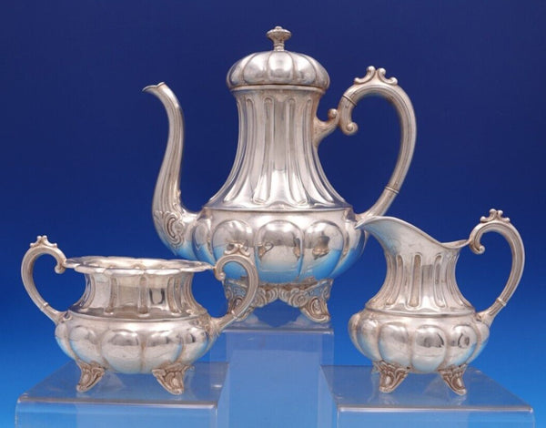 Norwegian .830 Silver Coffee Set 3pc Coffee Sugar Creamer #854 (#8065) Lovely!