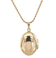 14k Yellow Gold Oval Locket with Engraved Flowers on Wheat Chain 18" (#J7183)