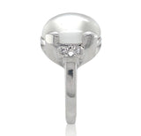 18k White Gold Large 8.68 Carat Genuine Natural Moonstone Diamond Ring (#J7008)