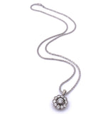 European 14k Gold and Silver Rosette Genuine Natural Diamond Pendant (#J6628)