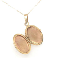 14k Yellow Gold Italian Oval Locket with Engraved Design and 14k Chain (#J6522)