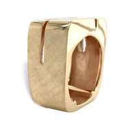 14k Yellow Gold Men's Modern Designer Ring with Brick Design Size 8.25 (#J7303)