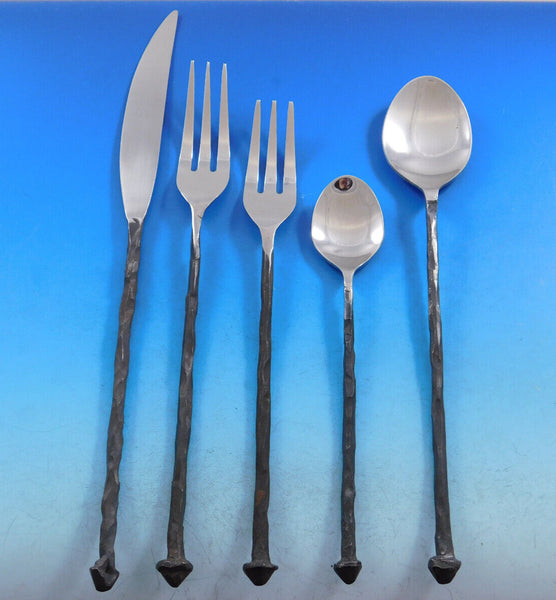 Iron Age by Michael Aram  Black Oxidized Stainless Steel Flatware Set 31 pcs