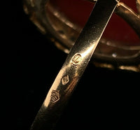 18k Gold and Platinum Genuine Natural Ox Blood Coral and Diamond Ring (#J5398)
