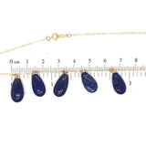 14k Yellow Gold Necklace w/ Five Genuine Natural Lapis Briolette Drops (#J7599)
