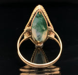 10k Yellow Gold Handwrought Genuine Natural Moss Agate Ring Size 5 (#J6580)