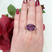 14k Rose Gold Ring with a Color Changing Synthetic Lab-Created Stone (#J7222)