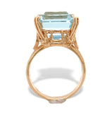 14k Yellow Gold 10 Carat Emerald Cut Genuine Natural Aquamarine Ring (#J7415)