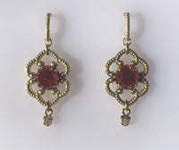 14k Yellow Gold 5 Carat TW Genuine Natural Garnet Double Drop Earrings (#J6321)
