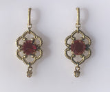 14k Yellow Gold 5 Carat TW Genuine Natural Garnet Double Drop Earrings (#J6321)