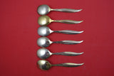 Norwegian Sterling Silver Ice Cream Spoon set of 6 vermeil enameled feathered 5"