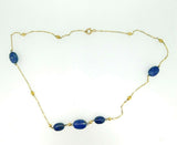 Art Deco Genuine Natural Sodalite Necklace with 9k Gold Paperclip Chain (#J5033)