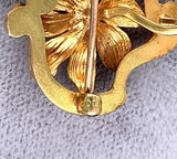 Art Nouveau 10k Yellow Gold .38ct Genuine Natural Ruby Flower Watch Pin (#J5621)