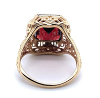 10k Yellow Gold Art Deco 5.48 Carat Genuine Natural Garnet Filigree Ring #J5158