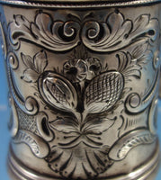 Coin Silver Baby Cup with Repoussed Fruit and Scrollwork (#2168)