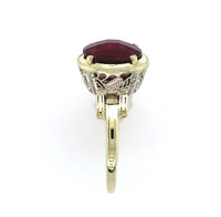 14k Yellow Gold 4.5ct Genuine Natural Rhodolite Garnet Filigree Ring (#J6149)