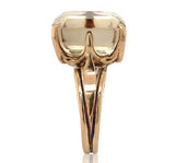 14k Gold Handwrought Emerald Cut Genuine Natural Smoky Quartz Ring (#J6607)