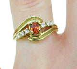 14k Yellow Gold .54ct Orange Genuine Natural Sapphire and Diamond Ring (#J508)