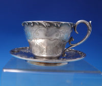 Meriden by Unknown Silverplate Cup and Saucer Set 2pc Bright-Cut (#7110)