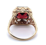 10k Yellow Gold Art Deco 5.48 Carat Genuine Natural Garnet Filigree Ring #J5158