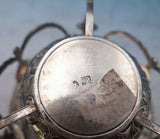 Dutch .833 Silver Warming Stand with Burner Cast Figural Faces Swags Birds #6534