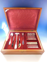 Fiddle Thread Italian 800 Silver Flatware Set for 12 Service 77 pcs boxed Dinner