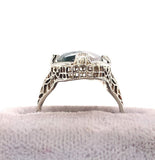 14k White Gold Moss Genuine Natural Agate Filigree Ring Jewelry (#J5748)