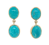 14k Gold Genuine Natural Kingman Turquoise Stud Dangle Earrings 7.39cttw #J6703