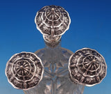 830 Silver Liquor Set 3-pc silver tops and hand engraved bottles Dutch #4344-2