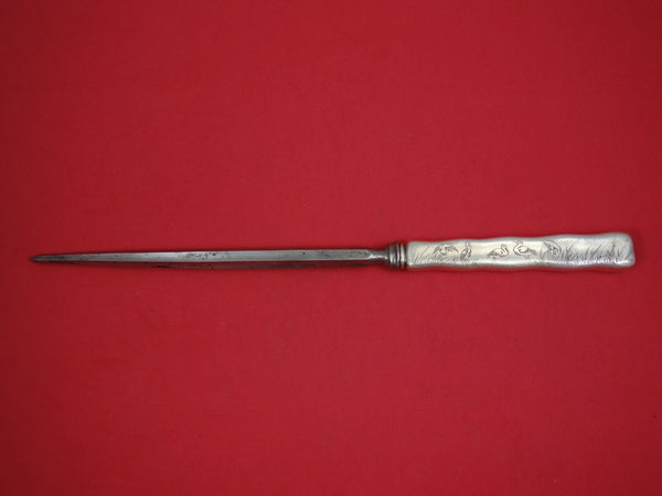 Lap Over Edge Acid Etched by Tiffany Sterling Silver Steak Carving Hone w/ Birds