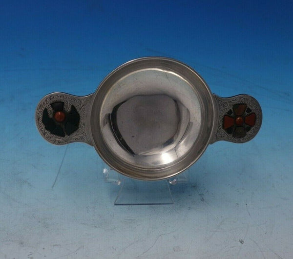 JF English Sterling Silver Wine Taster with Applied Stones Bright-Cut (#5180)