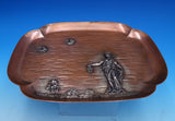 Mixed Metals by Gorham Copper Tray Applied Silver Woman Flowers Butterfly #7859