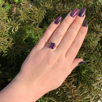 10k Yellow Gold Vintage 3.20 Carat Genuine Natural Amethyst Ring (#J6549)
