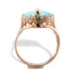 14k Rose Gold 6.59 Carat Genuine Natural Turquoise Ring Size 6 (#J7492)