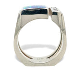 14k White Gold Custom Genuine Natural Opal Diamond Ring by Harry Roa (#J7309)