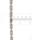 10k White Gold Art Deco Diamond Filigree Bracelet w/ Paste Stones 7.25" (#J6882)