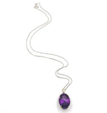 14k White Gold 12.52 Carat Oval Cut Genuine Natural Amethyst Pendant (#J7190)