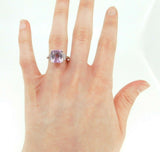 14k Gold Large 6.95ct Cushion Cut Genuine Natural Kunzite Ring w/Diamonds #J4451