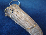 Sterling Filigree Cornucopia Posey Posy Pin 2 3/4" x 3/4" c. 1900-1920s (#J1236)