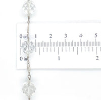 14k White Gold Art Deco Genuine Natural Rock Crystal Bead Bracelet (#J7032)