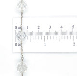 14k White Gold Art Deco Genuine Natural Rock Crystal Bead Bracelet (#J7032)