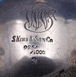 Repousse by Kirk Sterling Silver Open Salt Pepper Shaker & Spoon Set 3-pcs #8365