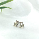 14k White Gold Pale Yellow Sapphire Stud Earrings Natural Unheated (#J7135)