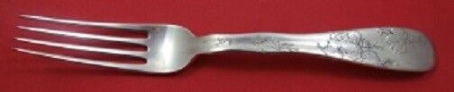 Lap Over Edge Acid Etched by Tiffany Sterling Dinner Fork w/ Leaves 8"
