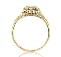 14k Gold Art Deco Filigree Ring w/Champagne Genuine Natural Diamond (#J6811)