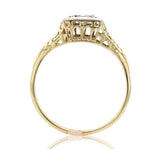 14k Gold Art Deco Filigree Ring w/Champagne Genuine Natural Diamond (#J6811)